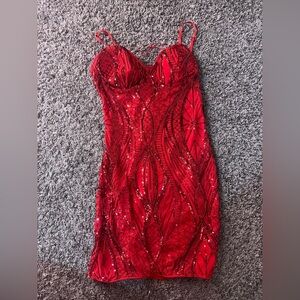 Red Sequin Mini Dress